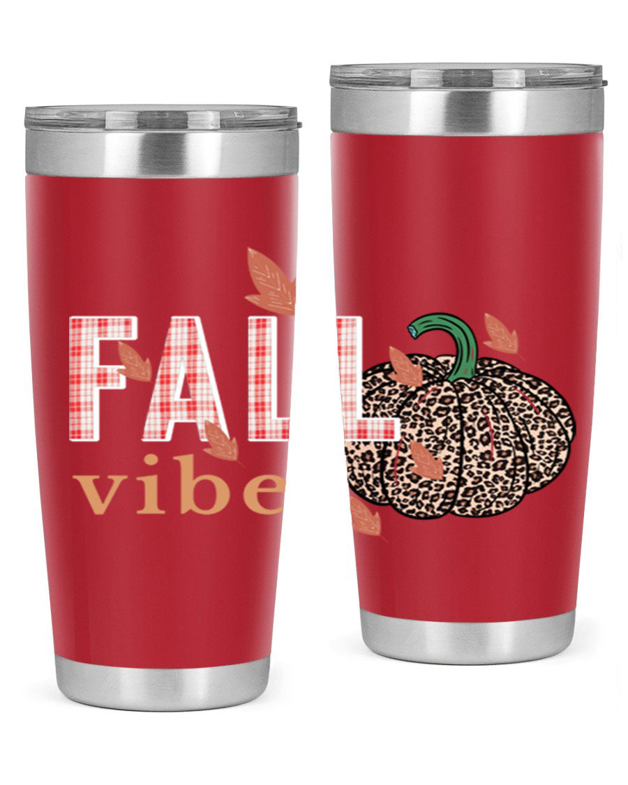 Happy Thanksgiving 252# tumbler in 20oz and 30oz sizes, showcasing double wall vacuum stainless steel design with festive Thanksgiving print.