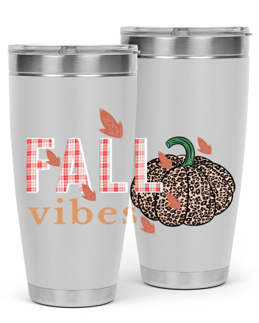 Happy Thanksgiving 252# tumbler in 20oz and 30oz sizes, showcasing double wall vacuum stainless steel design with festive Thanksgiving print.