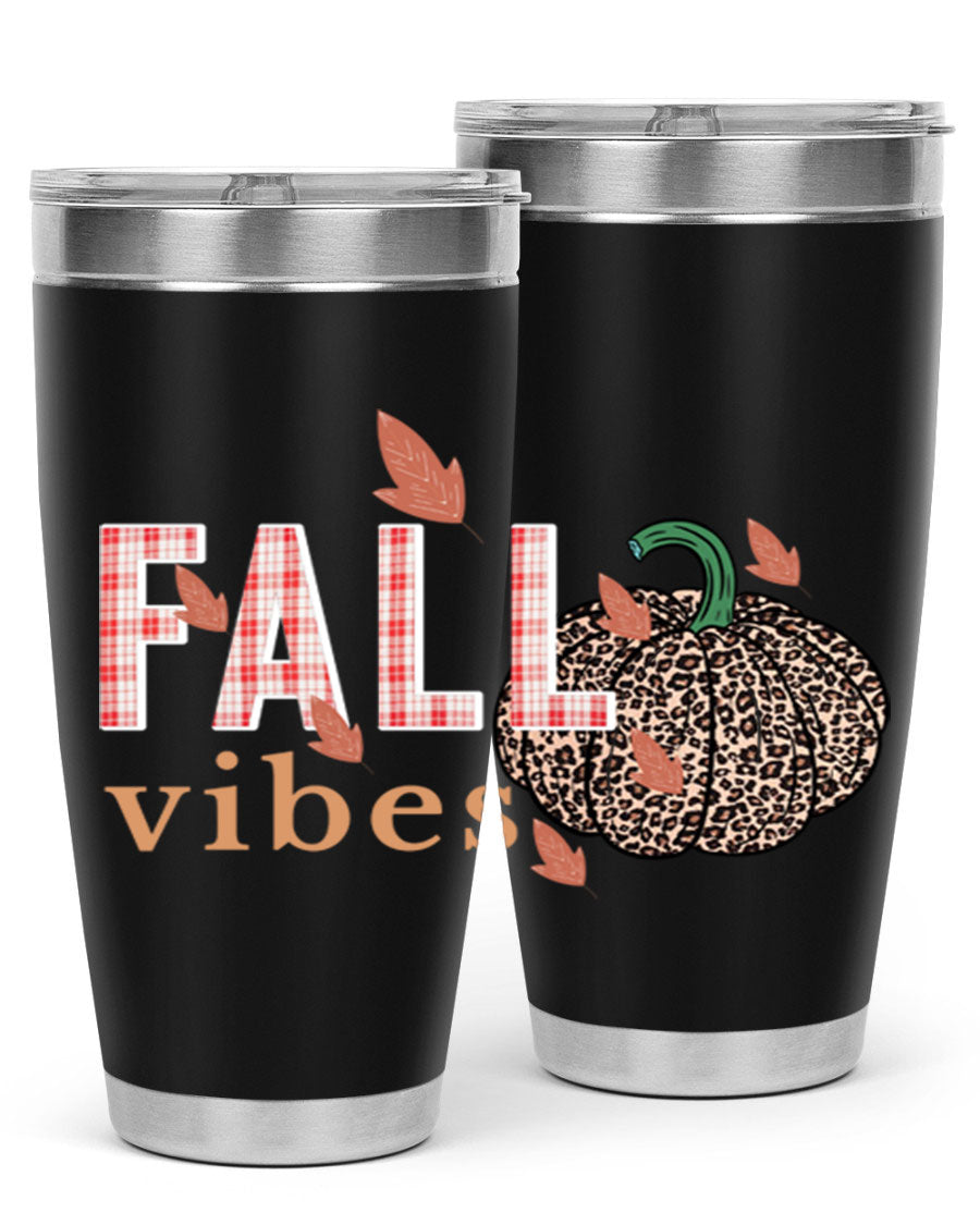 Happy Thanksgiving 252# tumbler in 20oz and 30oz sizes, showcasing double wall vacuum stainless steel design with festive Thanksgiving print.