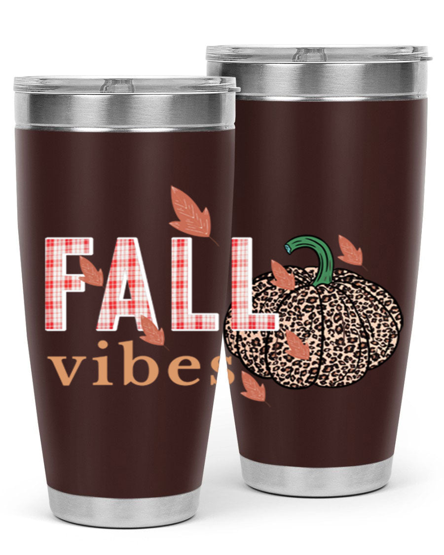 Happy Thanksgiving 252# tumbler in 20oz and 30oz sizes, showcasing double wall vacuum stainless steel design with festive Thanksgiving print.