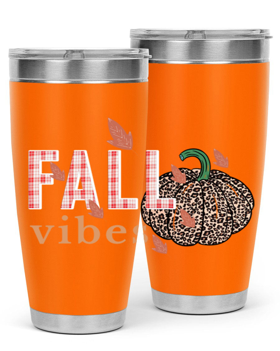 Happy Thanksgiving 252# tumbler in 20oz and 30oz sizes, showcasing double wall vacuum stainless steel design with festive Thanksgiving print.