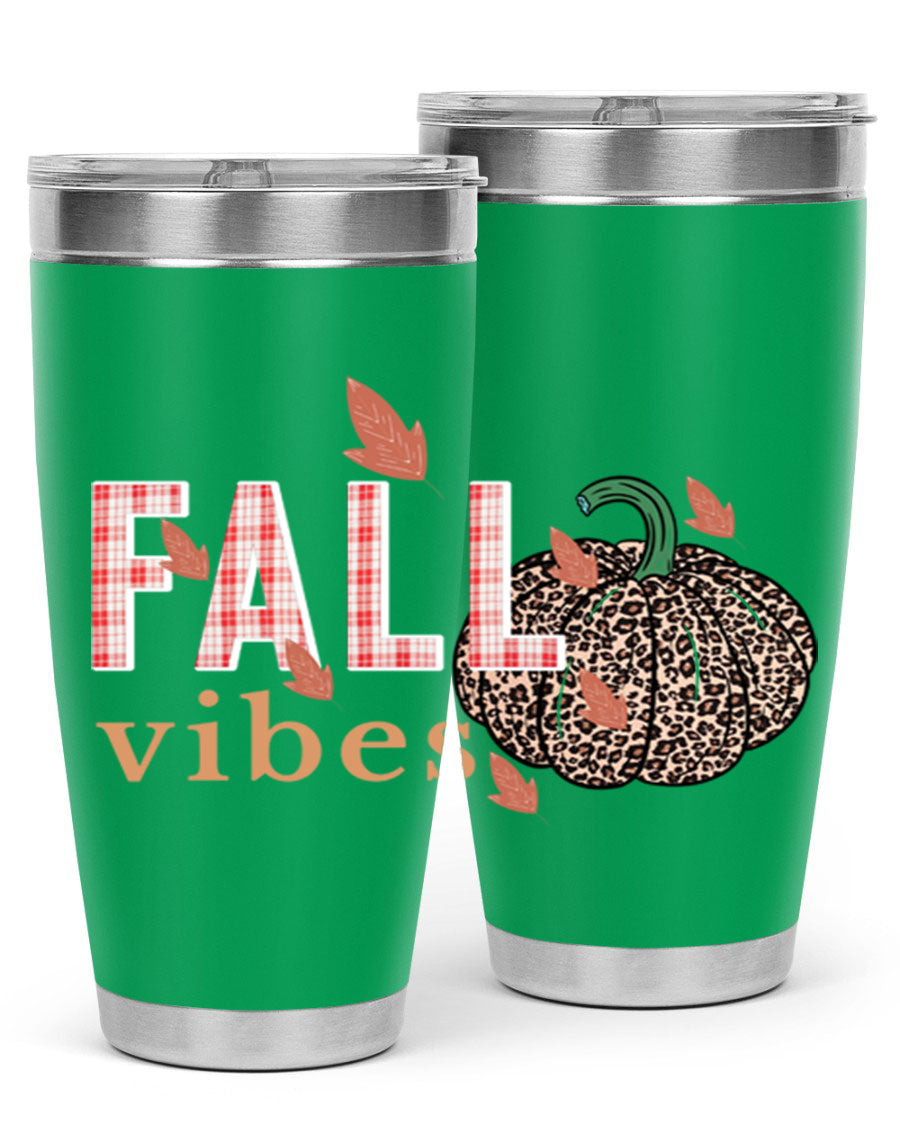 Happy Thanksgiving 252# tumbler in 20oz and 30oz sizes, showcasing double wall vacuum stainless steel design with festive Thanksgiving print.