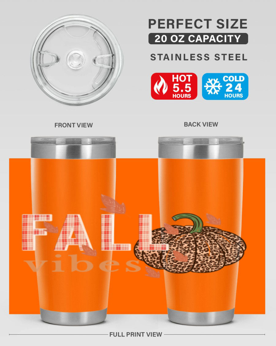 Happy Thanksgiving 252# tumbler in 20oz and 30oz sizes, showcasing double wall vacuum stainless steel design with festive Thanksgiving print.