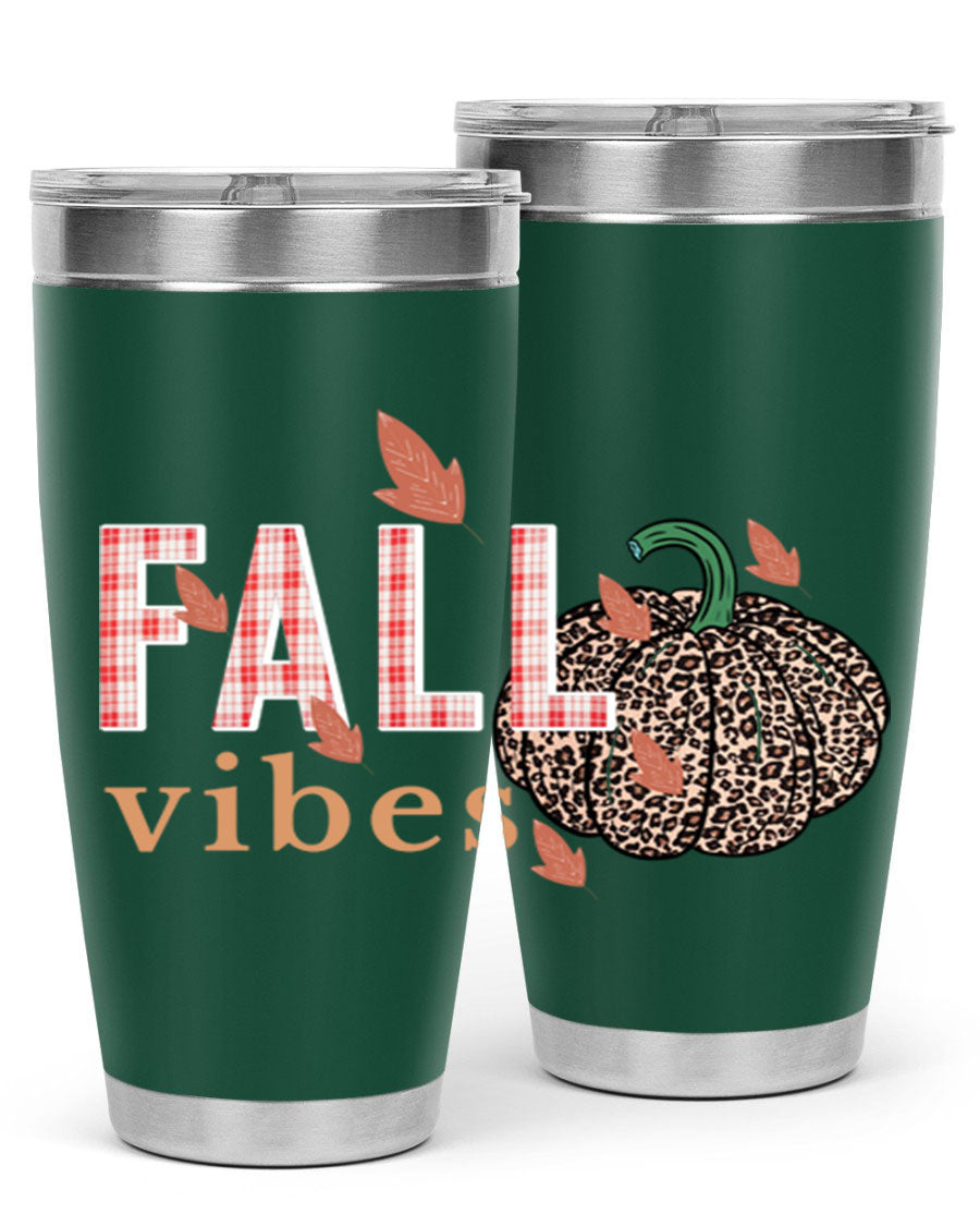 Happy Thanksgiving 252# tumbler in 20oz and 30oz sizes, showcasing double wall vacuum stainless steel design with festive Thanksgiving print.