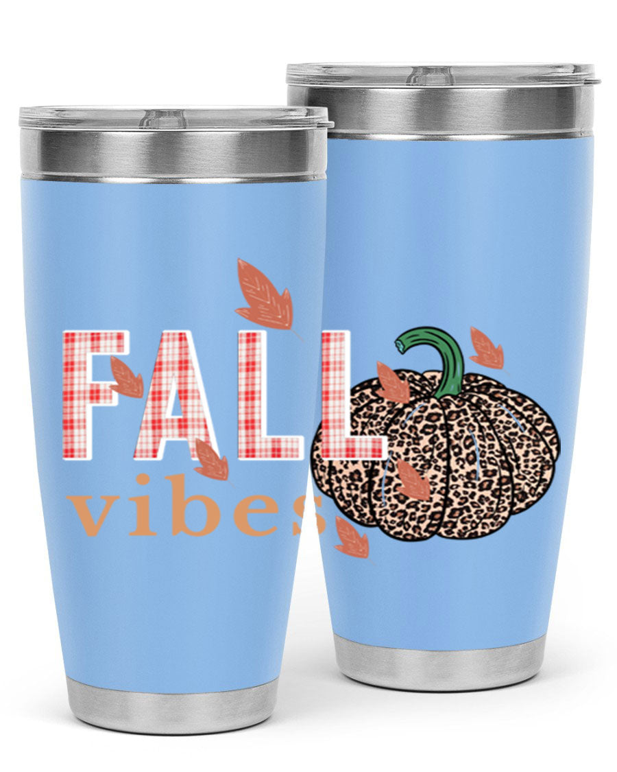Happy Thanksgiving 252# tumbler in 20oz and 30oz sizes, showcasing double wall vacuum stainless steel design with festive Thanksgiving print.