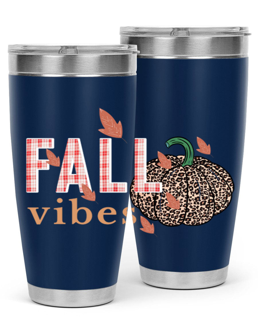 Happy Thanksgiving 252# tumbler in 20oz and 30oz sizes, showcasing double wall vacuum stainless steel design with festive Thanksgiving print.
