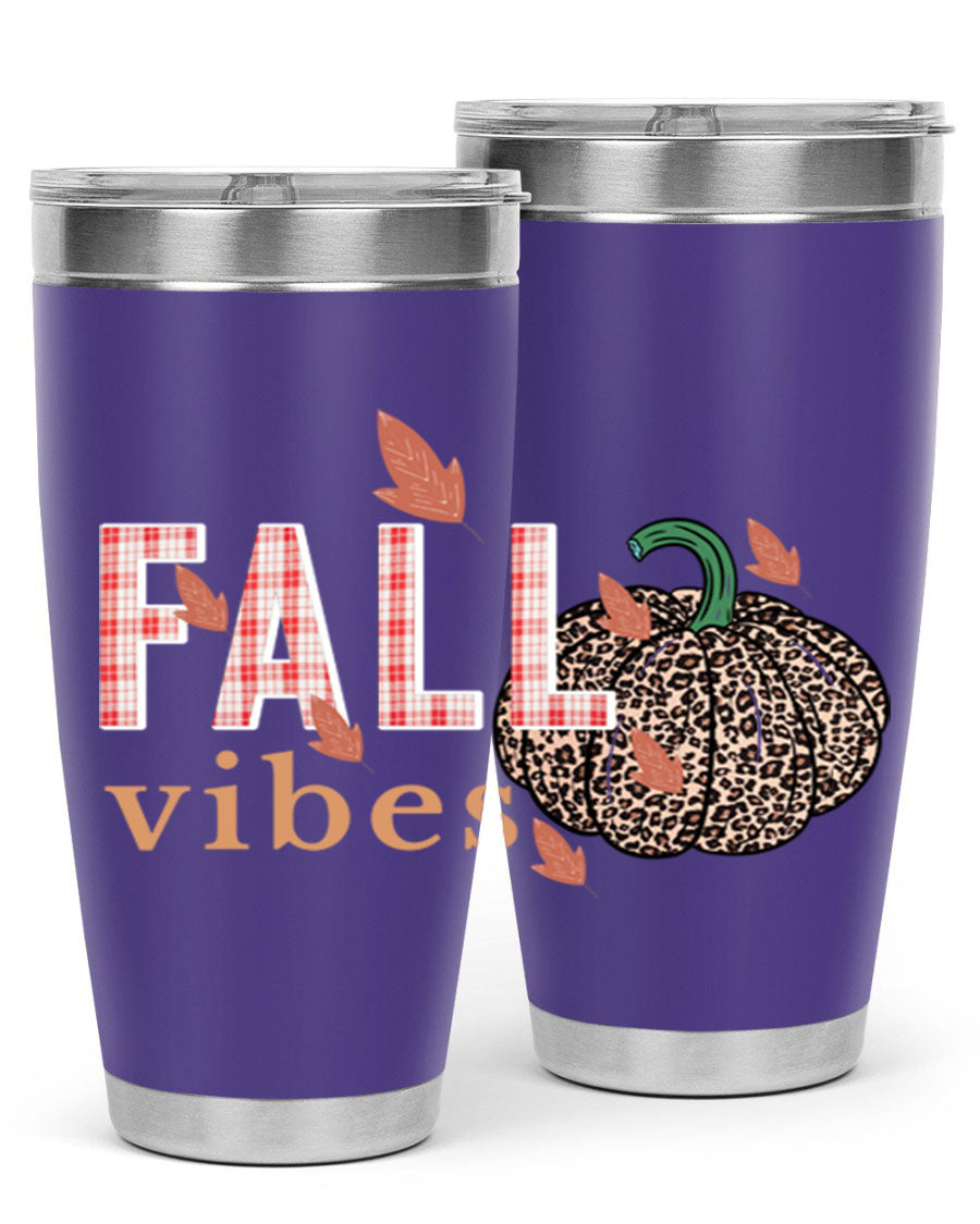 Happy Thanksgiving 252# tumbler in 20oz and 30oz sizes, showcasing double wall vacuum stainless steel design with festive Thanksgiving print.
