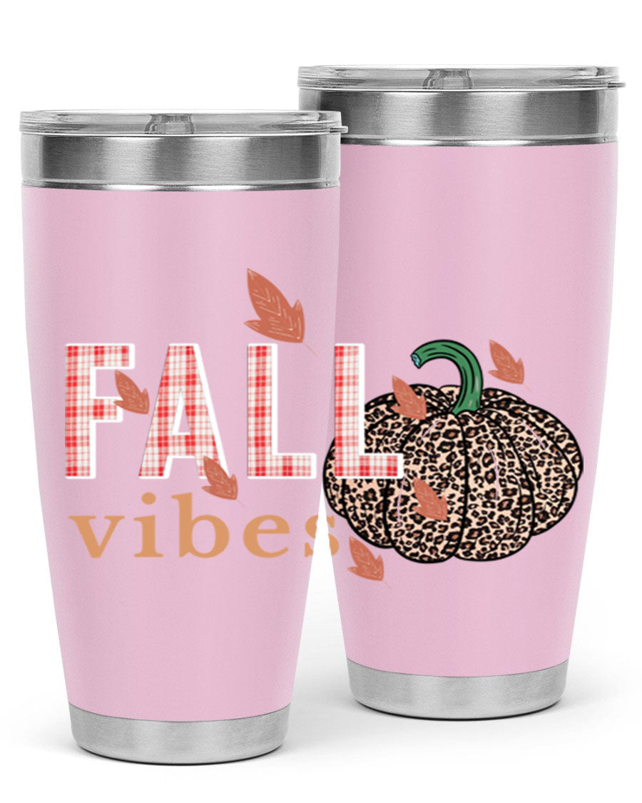 Happy Thanksgiving 252# tumbler in 20oz and 30oz sizes, showcasing double wall vacuum stainless steel design with festive Thanksgiving print.