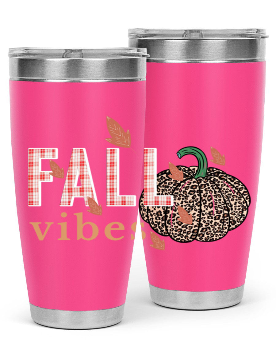 Happy Thanksgiving 252# tumbler in 20oz and 30oz sizes, showcasing double wall vacuum stainless steel design with festive Thanksgiving print.