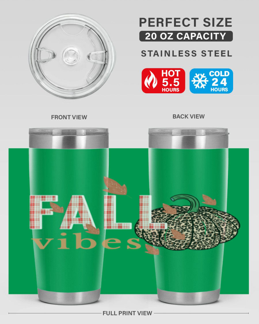 Happy Thanksgiving 252# tumbler in 20oz and 30oz sizes, showcasing double wall vacuum stainless steel design with festive Thanksgiving print.
