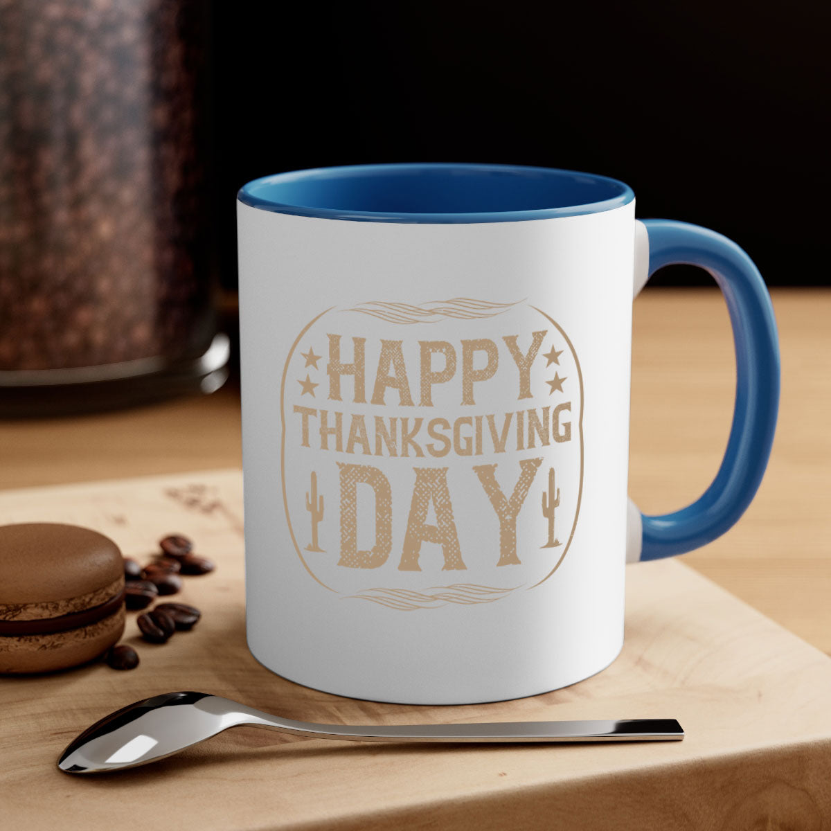 Happy Thanksgiving Day 35# Mug with a glossy finish, featuring a colored handle and interior, available in five colors.