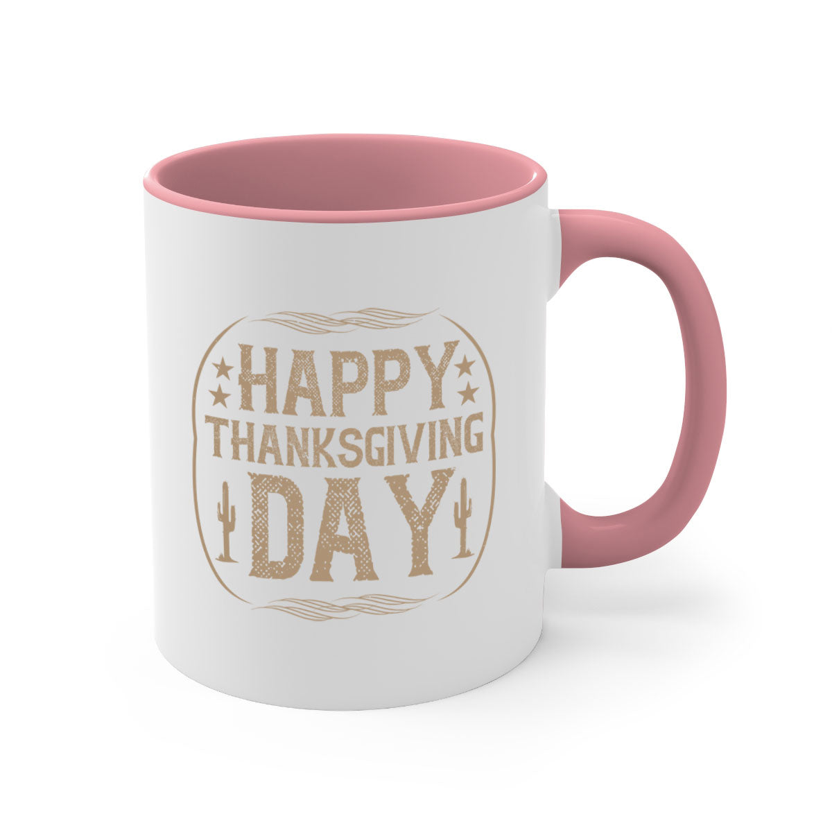 Happy Thanksgiving Day 35# Mug with a glossy finish, featuring a colored handle and interior, available in five colors.
