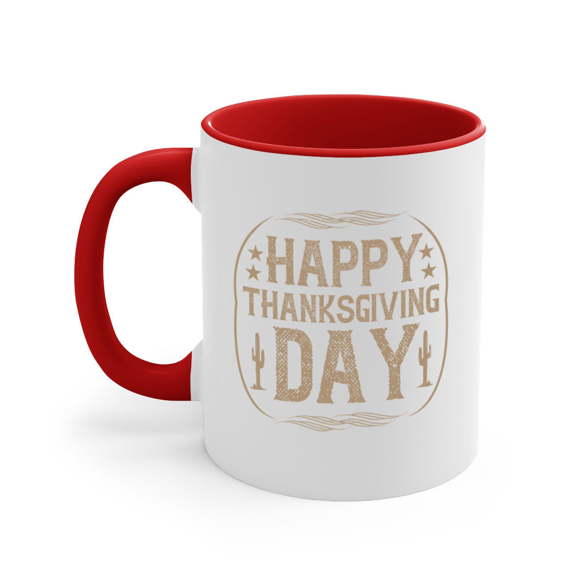 Happy Thanksgiving Day 35# Mug with a glossy finish, featuring a colored handle and interior, available in five colors.