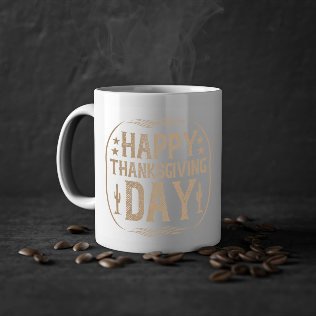 Happy Thanksgiving Day 35# Mug with a glossy finish, featuring a colored handle and interior, available in five colors.