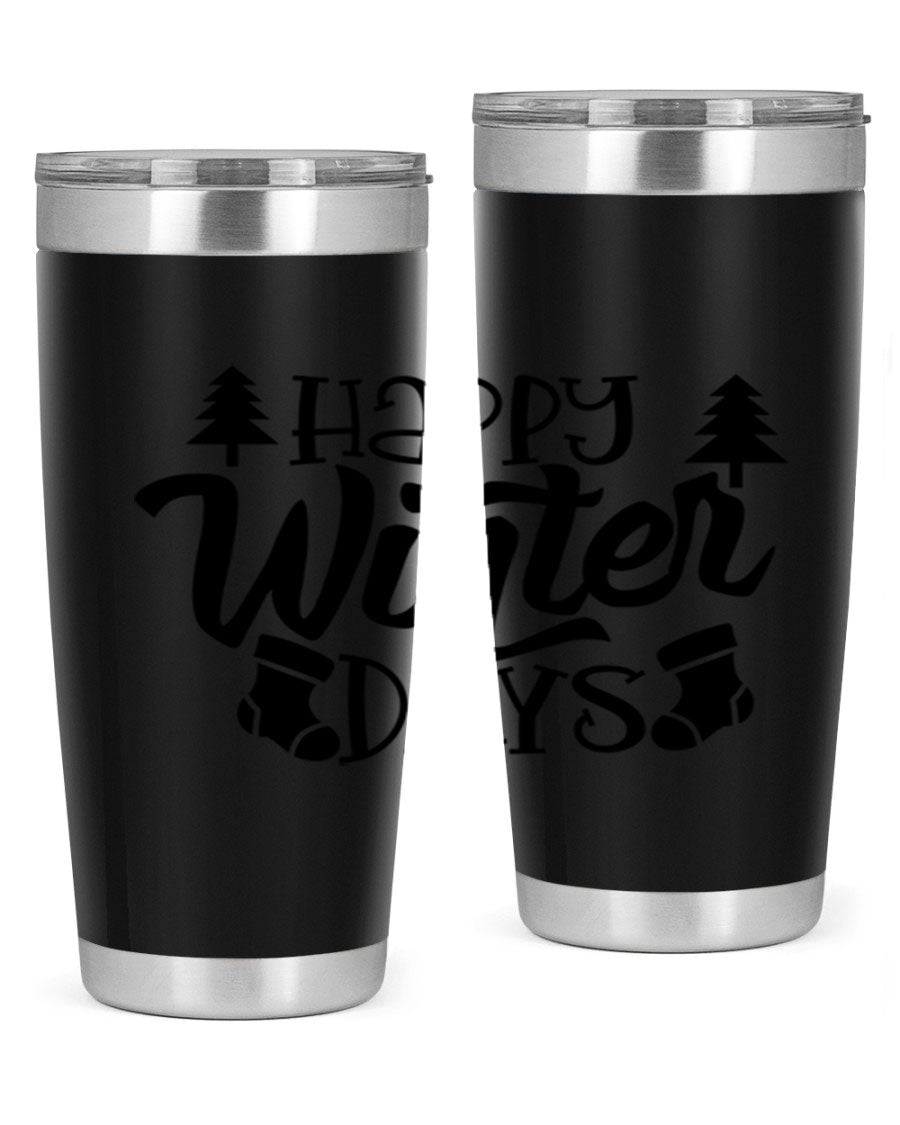 Happy Winter Days 20oz Tumbler in stainless steel with a stylish design, perfect for keeping drinks hot or cold.