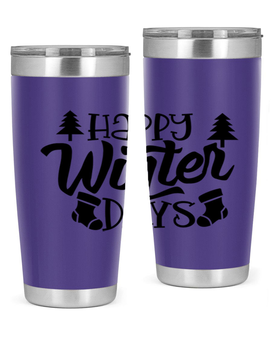 Happy Winter Days 20oz Tumbler in stainless steel with a stylish design, perfect for keeping drinks hot or cold.