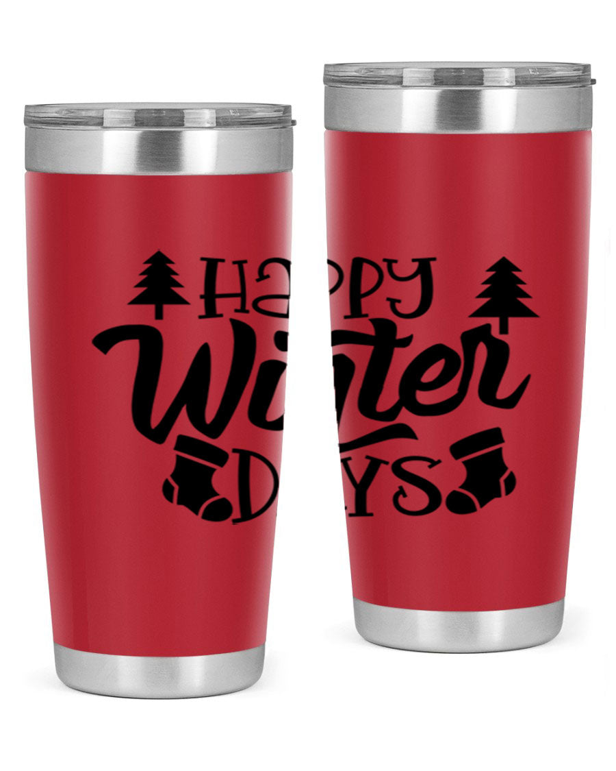 Happy Winter Days 20oz Tumbler in stainless steel with a stylish design, perfect for keeping drinks hot or cold.