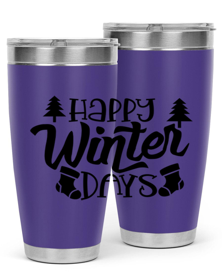Happy Winter Days 20oz Tumbler in stainless steel with a stylish design, perfect for keeping drinks hot or cold.