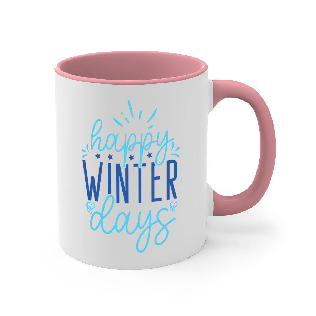 Happy Winter Days 121# Mug featuring a glossy finish, colored handle, and interior, available in five vibrant colors.