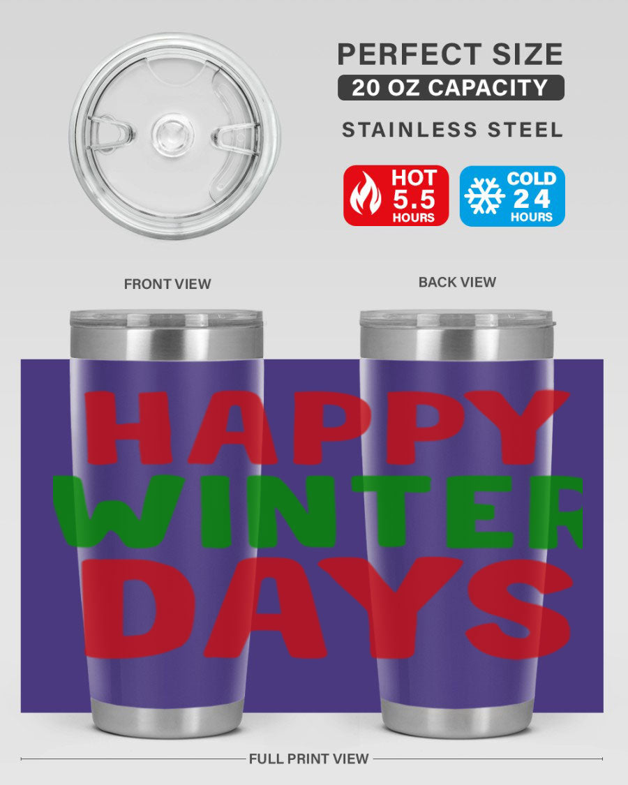 Happy Winter Days 127# Tumbler in stainless steel with a stylish design, perfect for hot and cold beverages.
