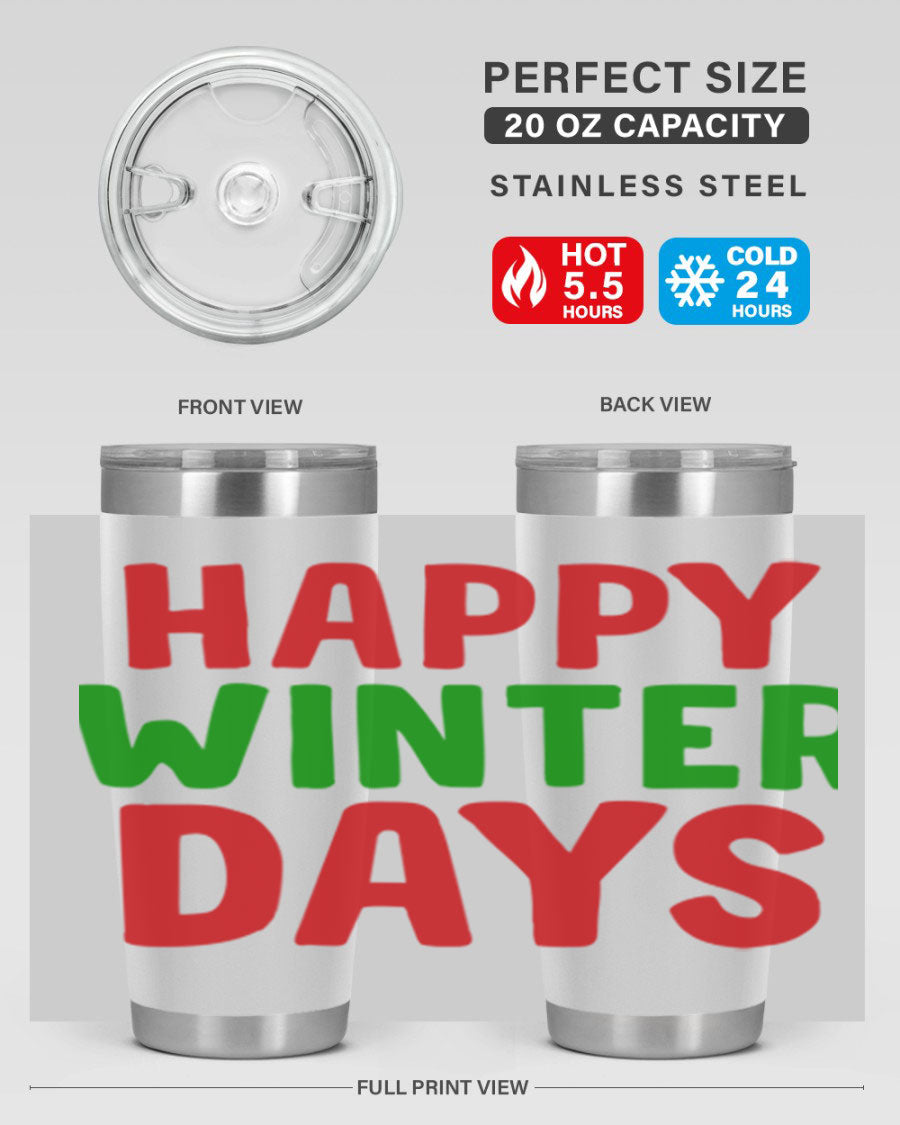 Happy Winter Days 127# Tumbler in stainless steel with a stylish design, perfect for hot and cold beverages.