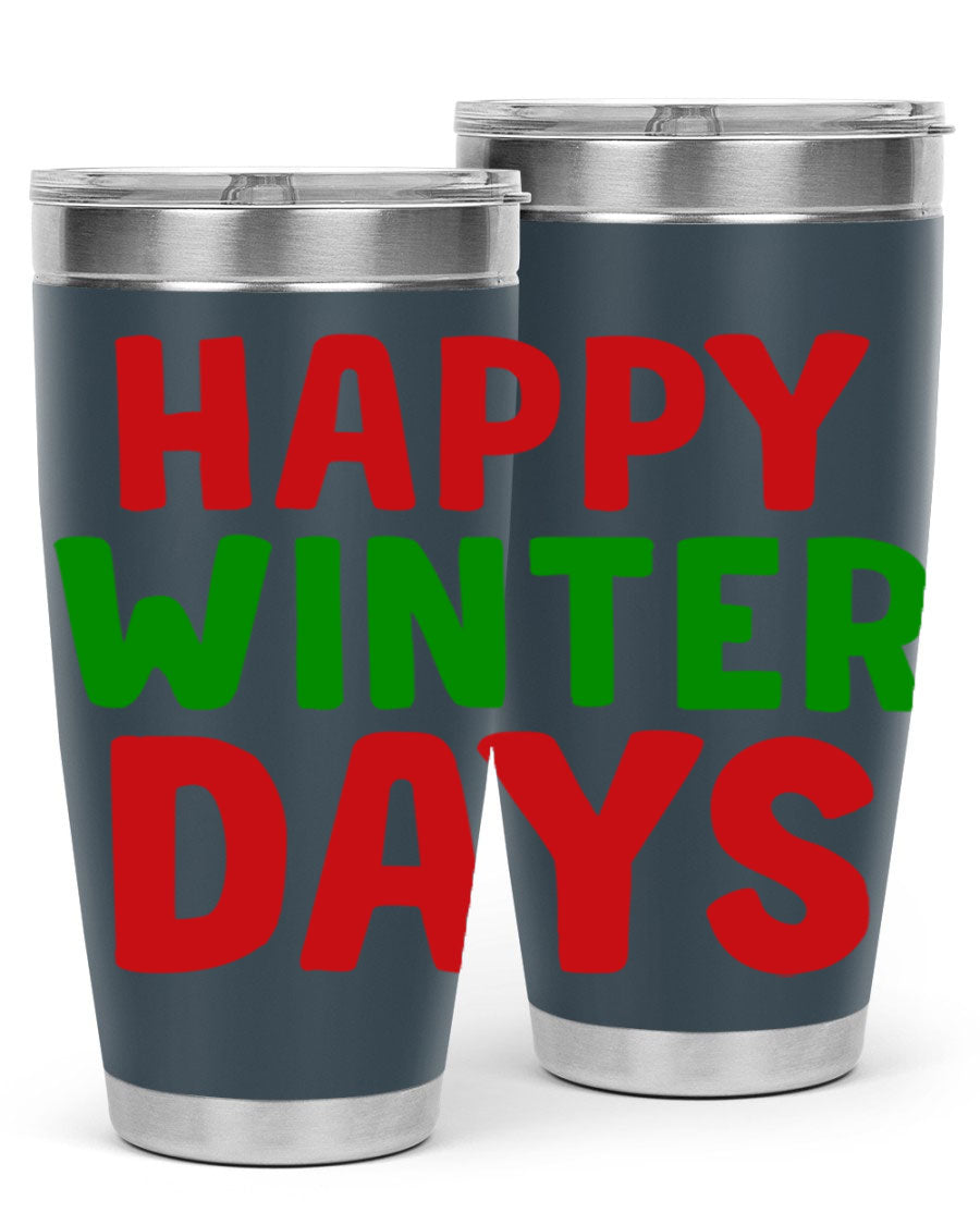 Happy Winter Days 127# Tumbler in stainless steel with a stylish design, perfect for hot and cold beverages.