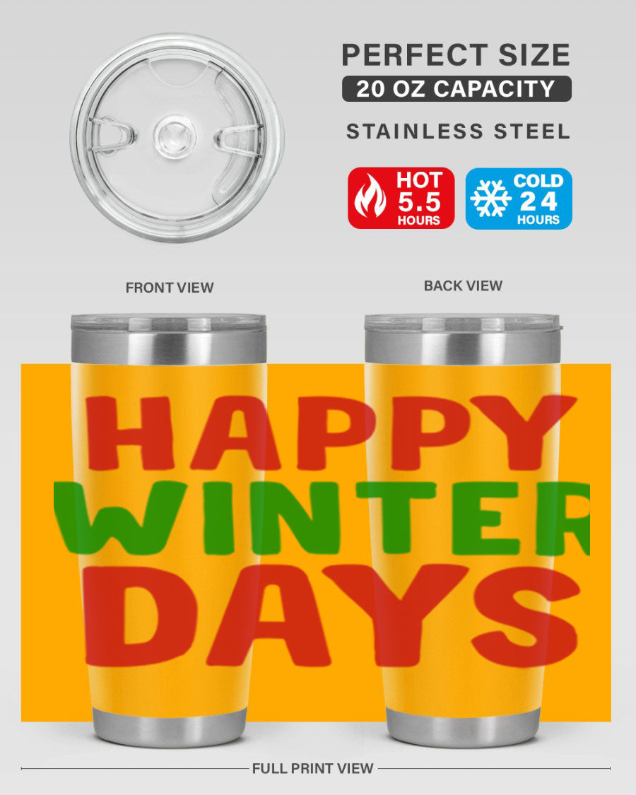 Happy Winter Days 127# Tumbler in stainless steel with a stylish design, perfect for hot and cold beverages.