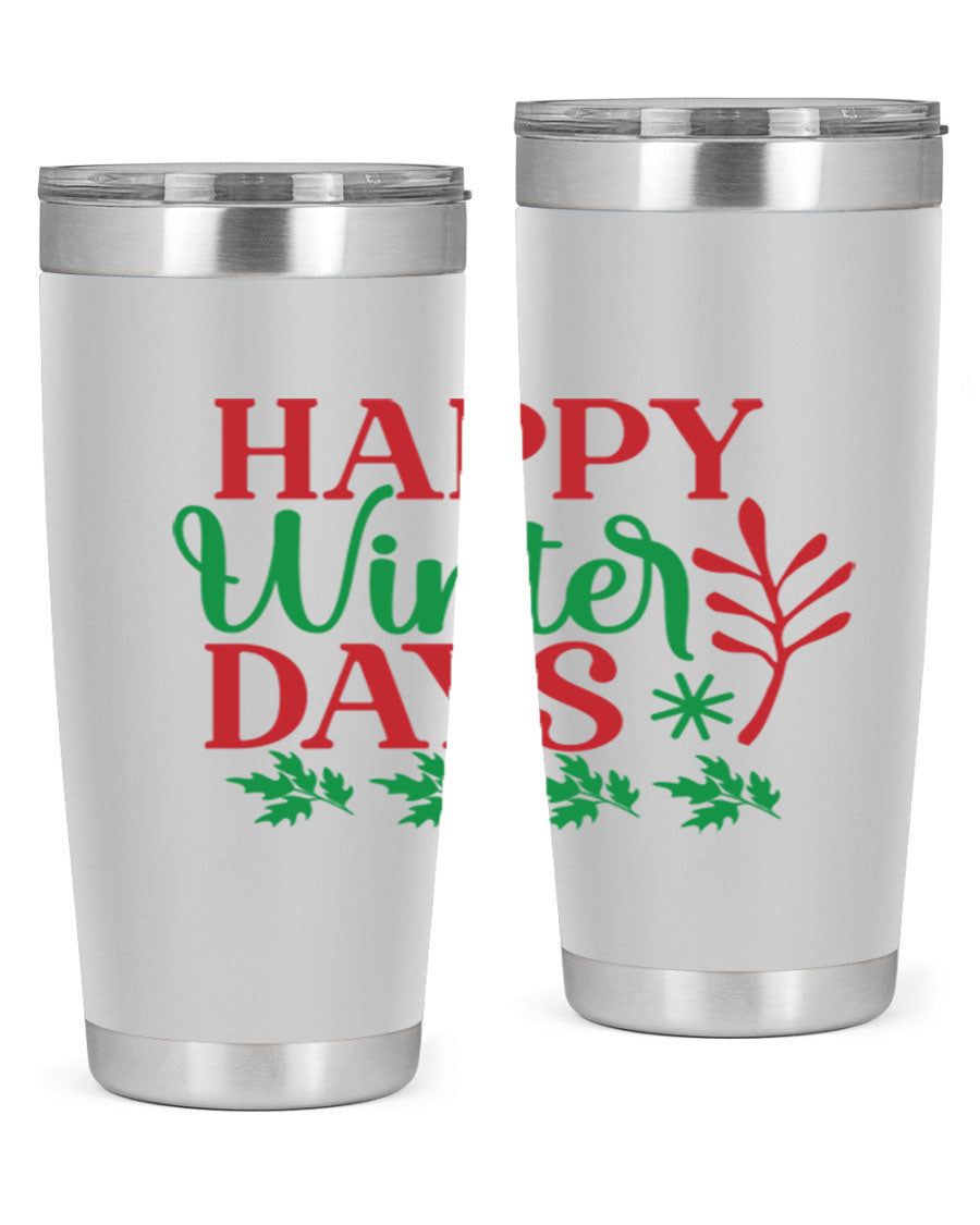 Happy Winter Days 129# Tumbler in stainless steel with a stylish design, perfect for hot and cold beverages.