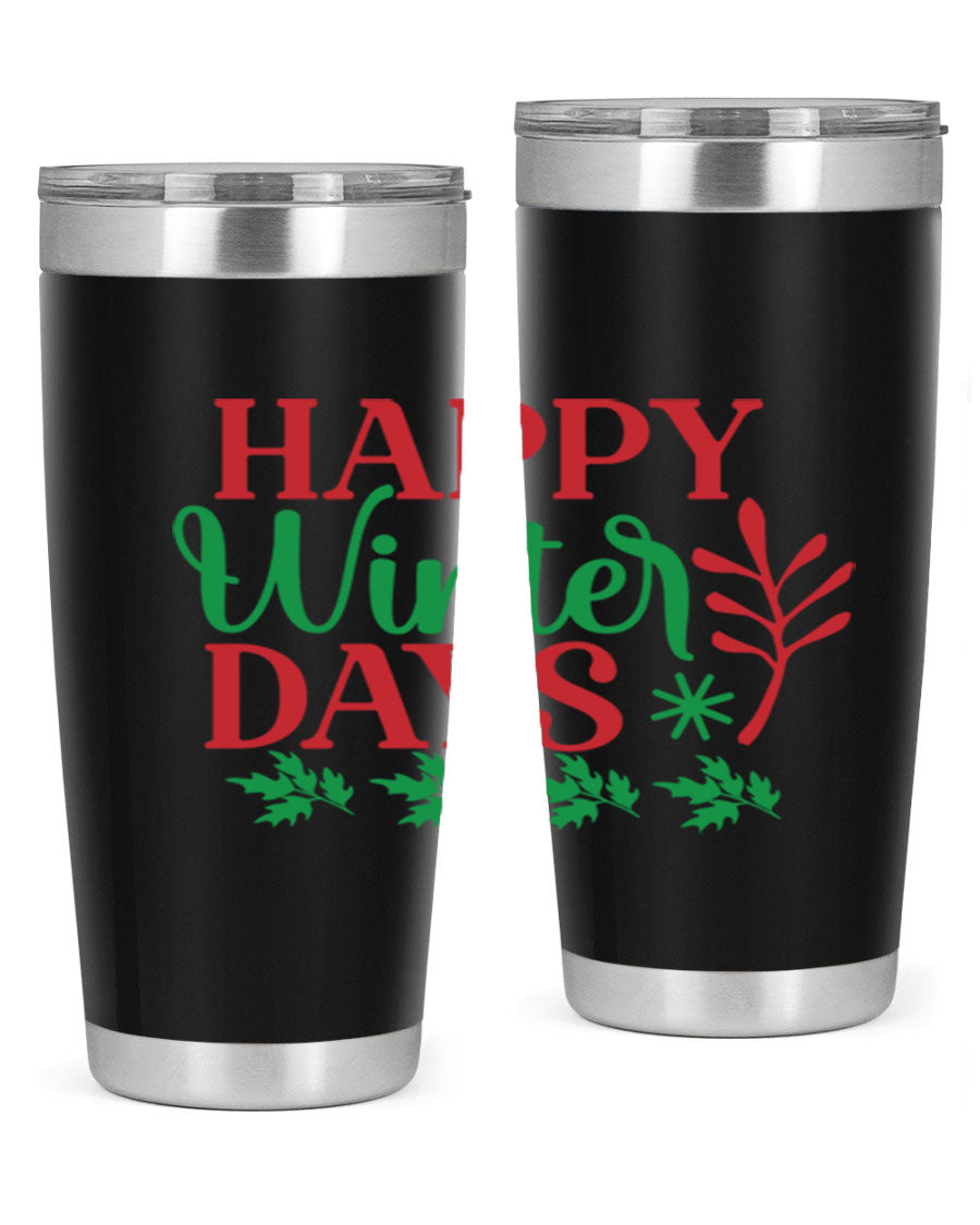 Happy Winter Days 129# Tumbler in stainless steel with a stylish design, perfect for hot and cold beverages.