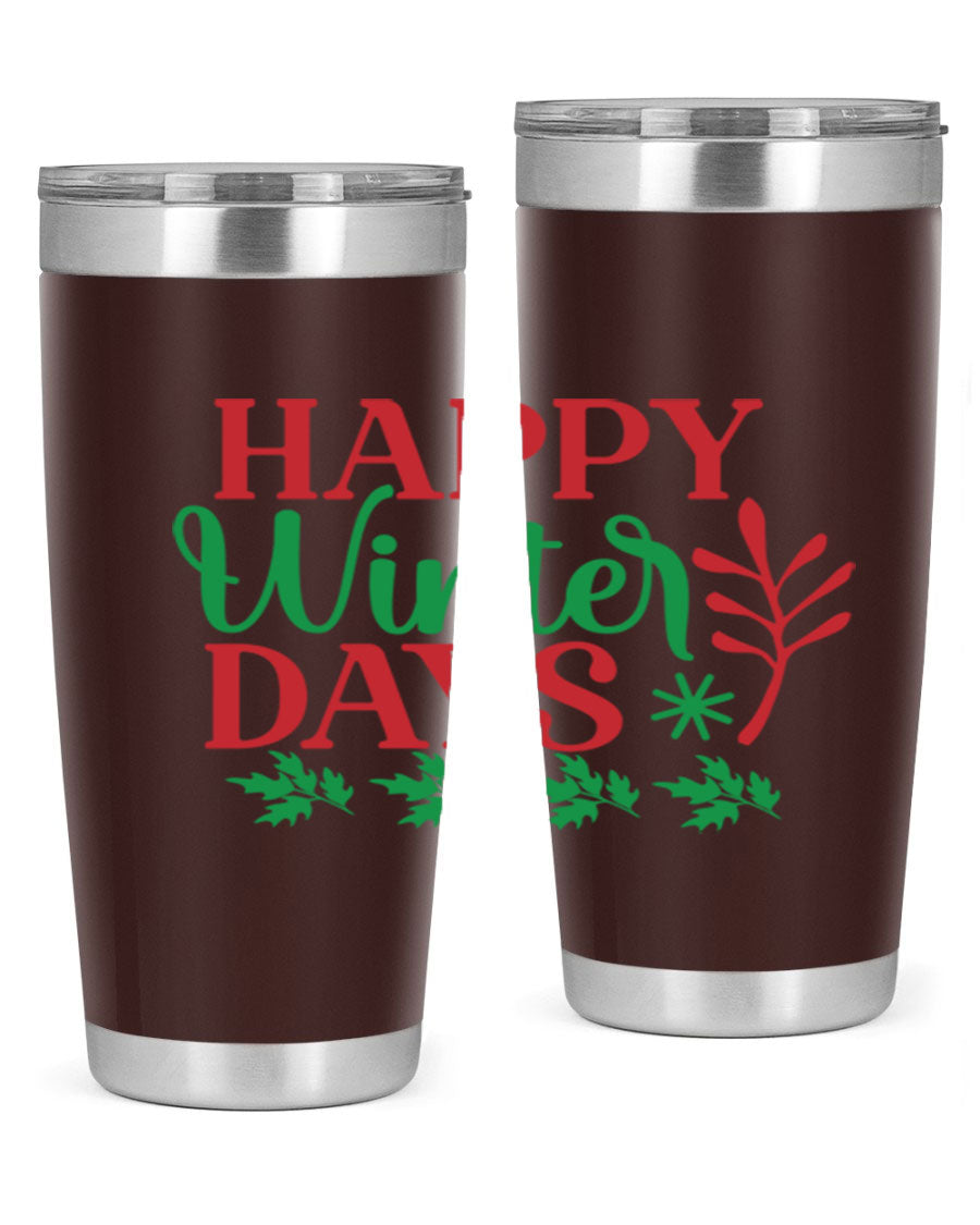 Happy Winter Days 129# Tumbler in stainless steel with a stylish design, perfect for hot and cold beverages.