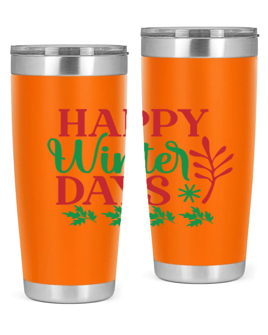 Happy Winter Days 129# Tumbler in stainless steel with a stylish design, perfect for hot and cold beverages.