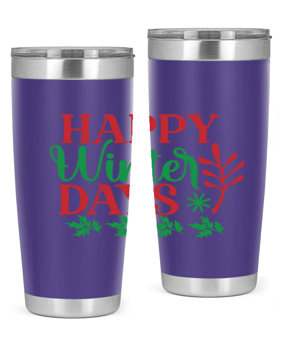Happy Winter Days 129# Tumbler in stainless steel with a stylish design, perfect for hot and cold beverages.