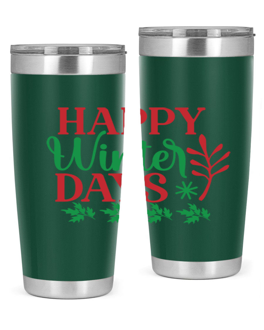 Happy Winter Days 129# Tumbler in stainless steel with a stylish design, perfect for hot and cold beverages.