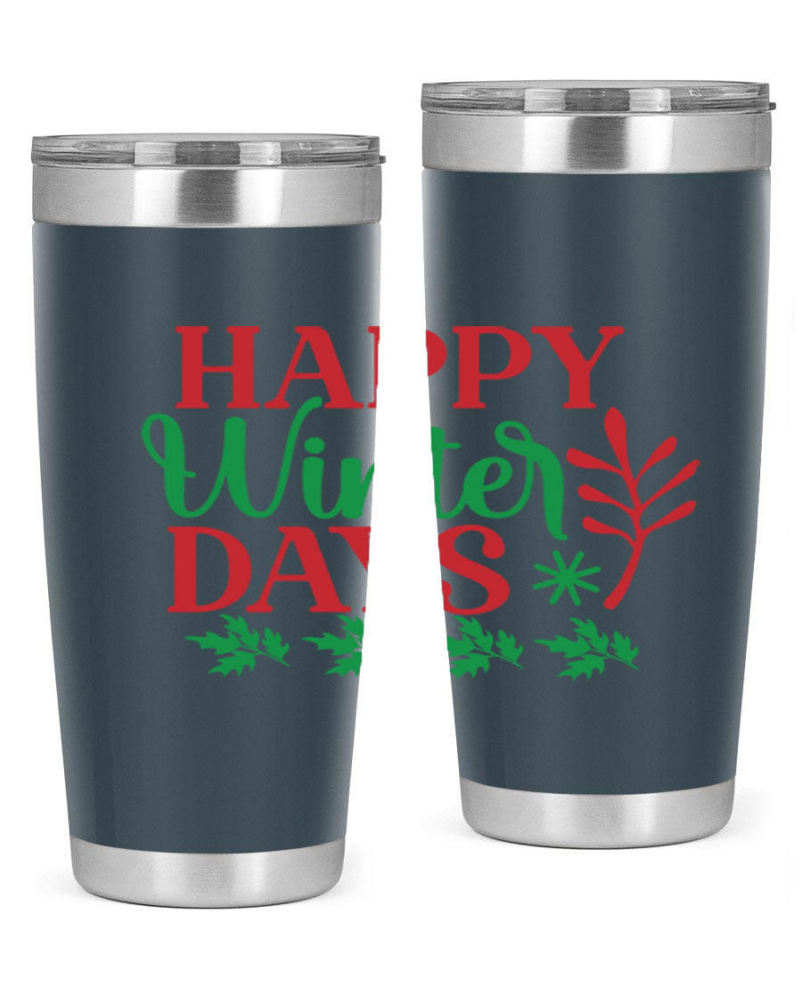 Happy Winter Days 129# Tumbler in stainless steel with a stylish design, perfect for hot and cold beverages.