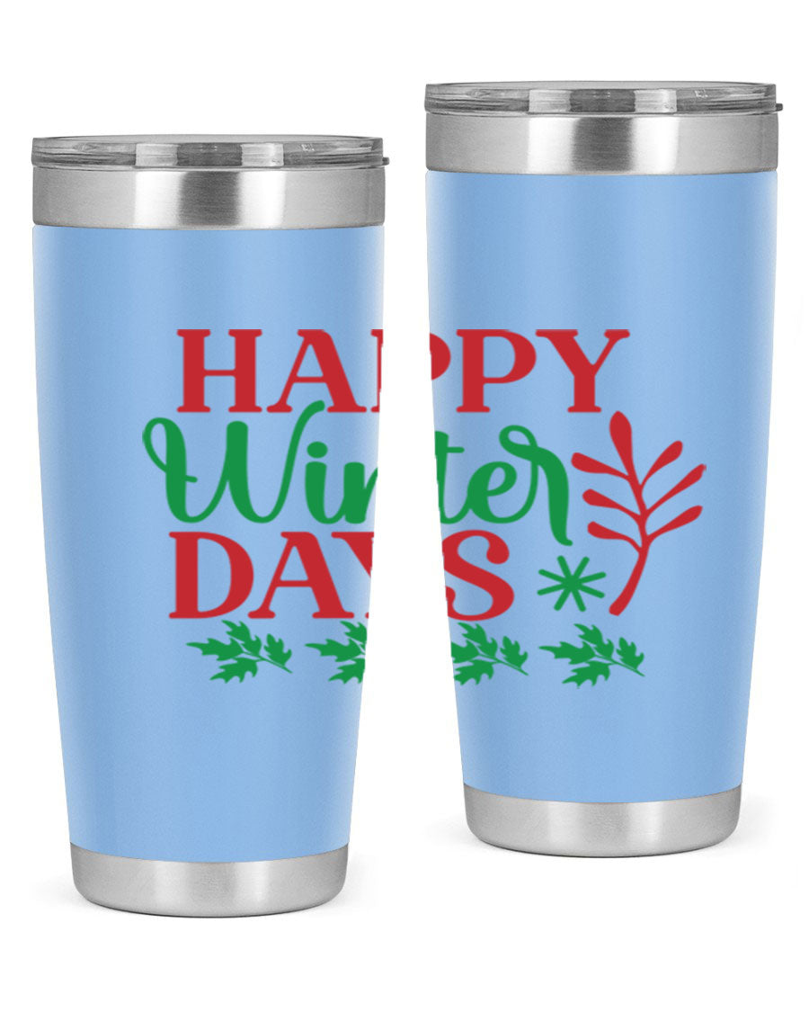 Happy Winter Days 129# Tumbler in stainless steel with a stylish design, perfect for hot and cold beverages.
