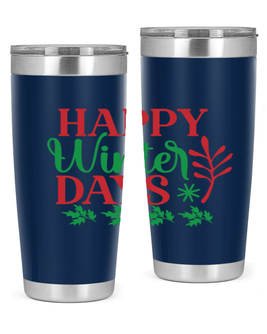 Happy Winter Days 129# Tumbler in stainless steel with a stylish design, perfect for hot and cold beverages.