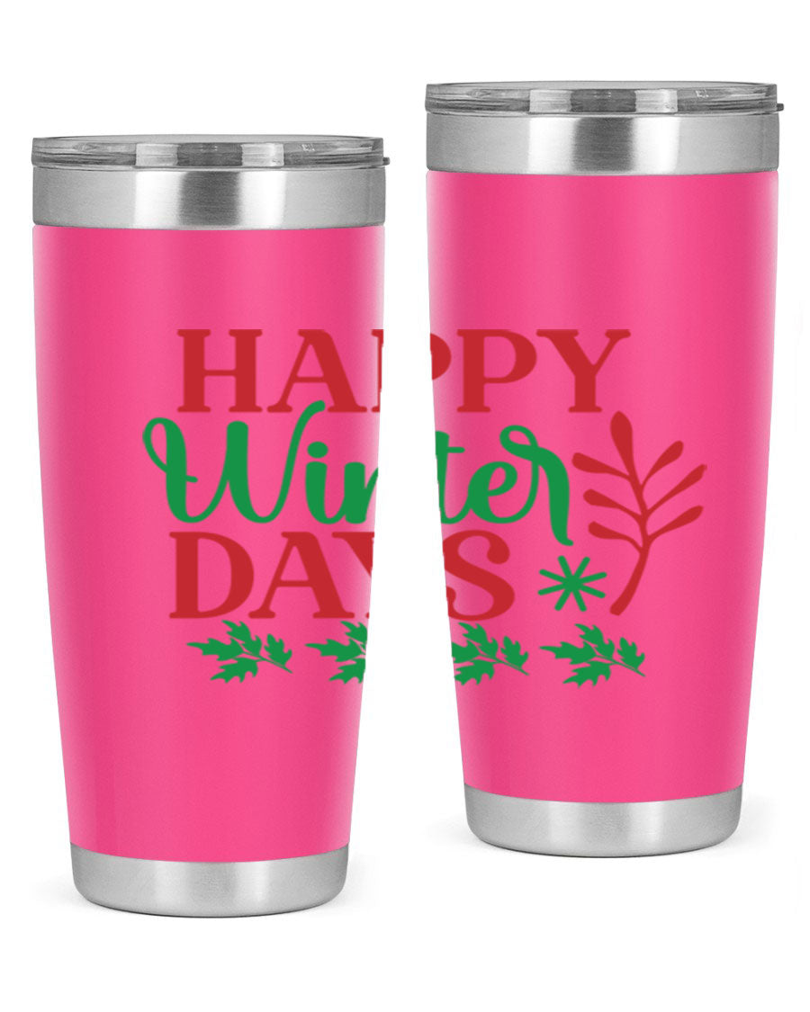 Happy Winter Days 129# Tumbler in stainless steel with a stylish design, perfect for hot and cold beverages.