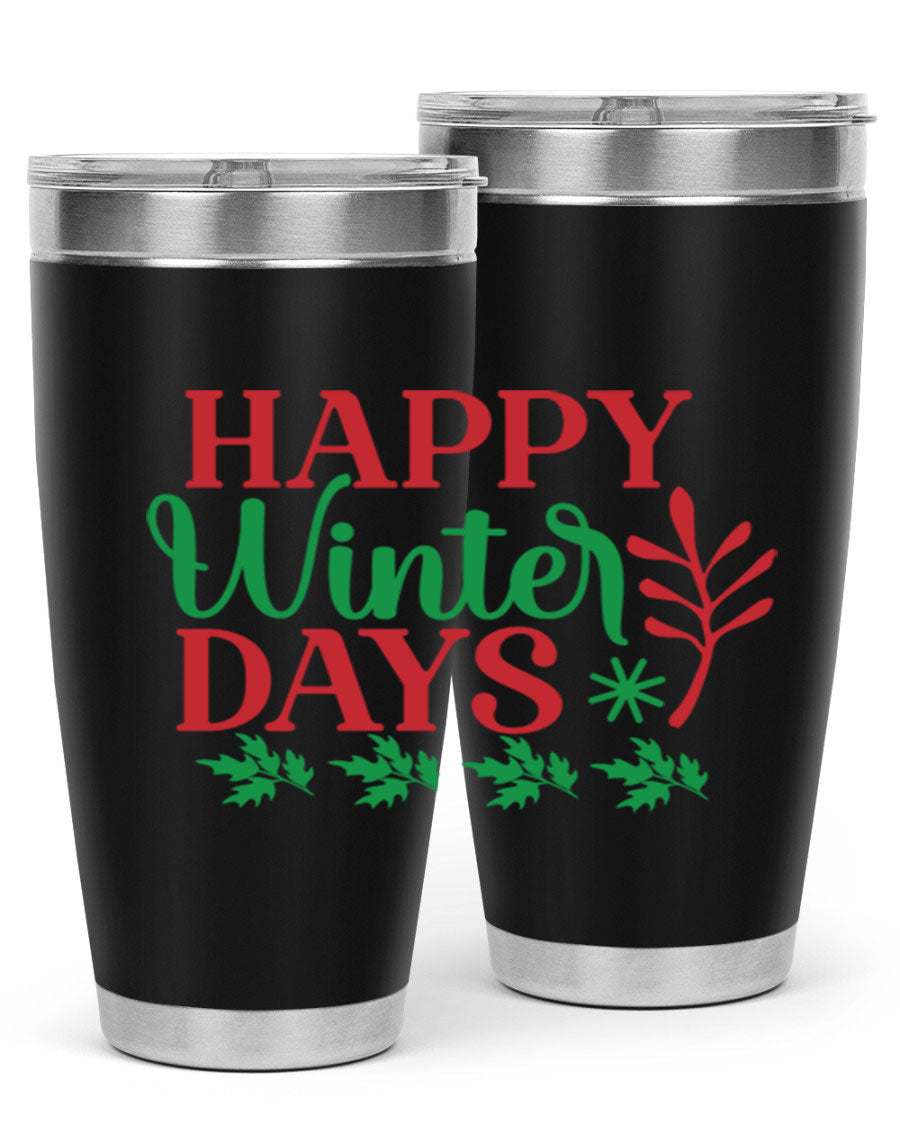 Happy Winter Days 129# Tumbler in stainless steel with a stylish design, perfect for hot and cold beverages.