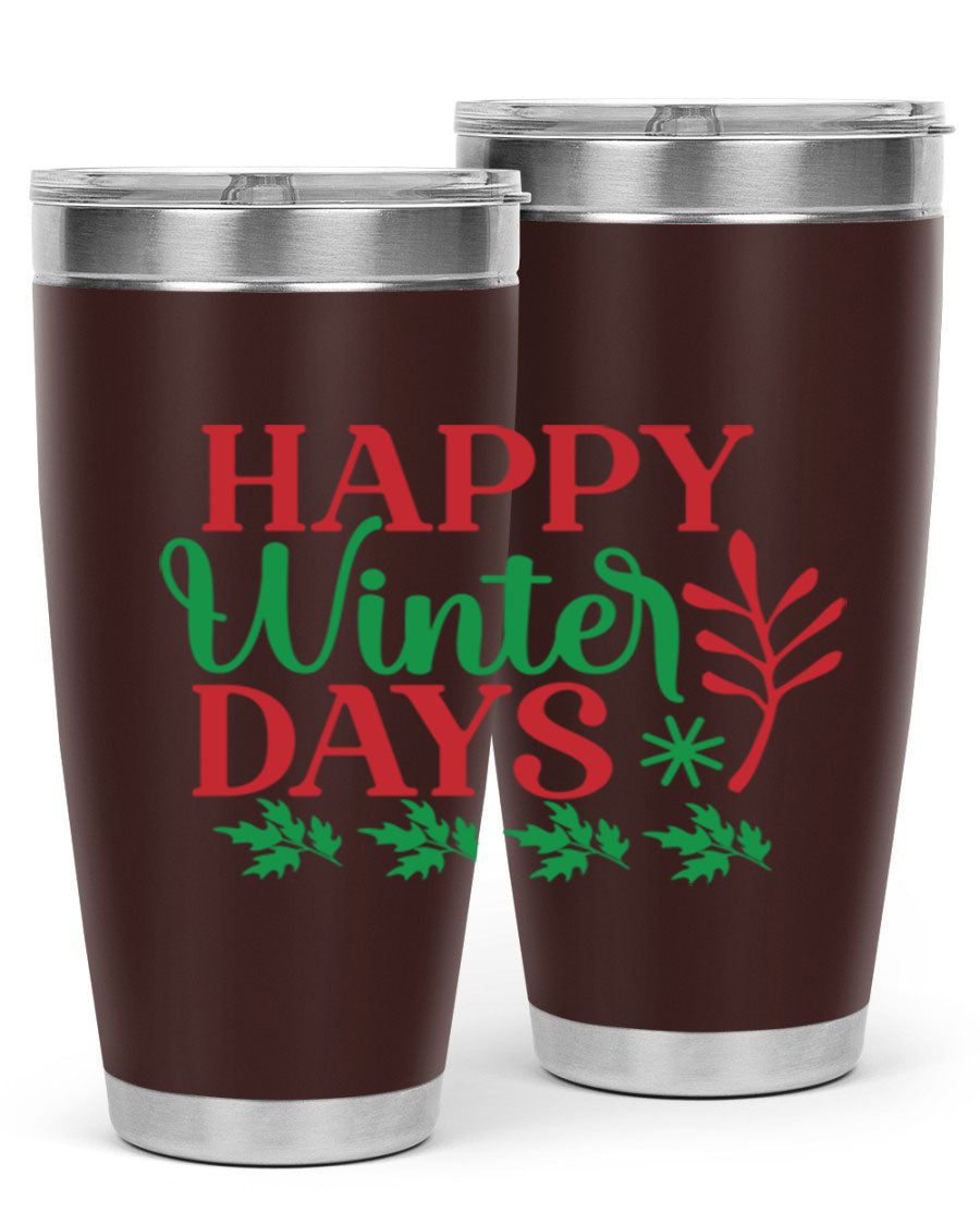 Happy Winter Days 129# Tumbler in stainless steel with a stylish design, perfect for hot and cold beverages.