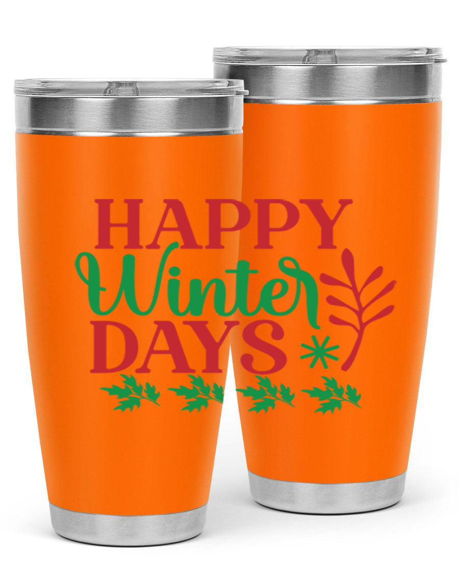 Happy Winter Days 129# Tumbler in stainless steel with a stylish design, perfect for hot and cold beverages.