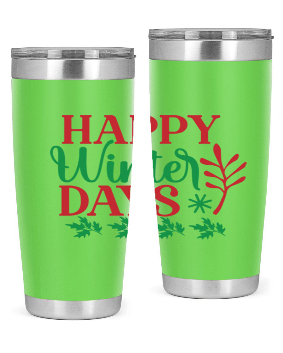 Happy Winter Days 129# Tumbler in stainless steel with a stylish design, perfect for hot and cold beverages.