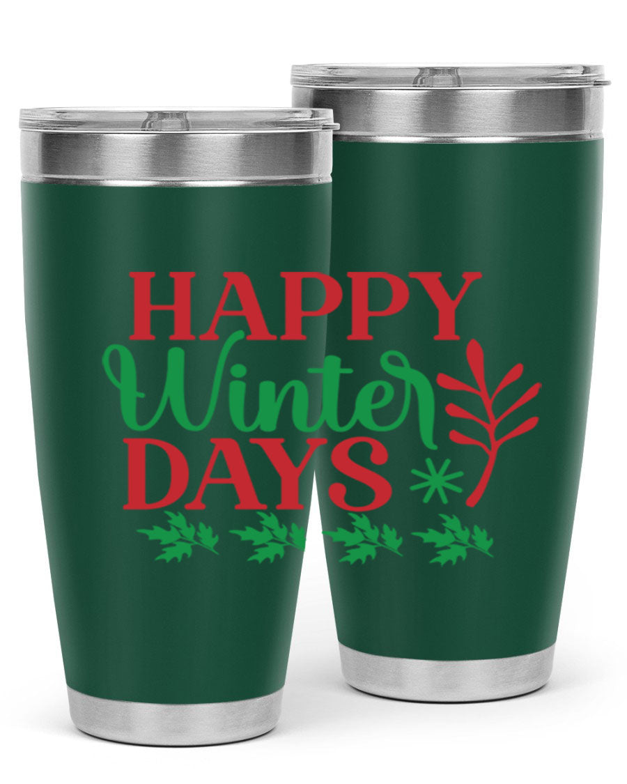Happy Winter Days 129# Tumbler in stainless steel with a stylish design, perfect for hot and cold beverages.