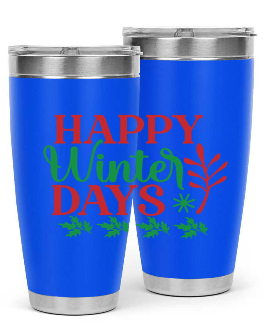 Happy Winter Days 129# Tumbler in stainless steel with a stylish design, perfect for hot and cold beverages.