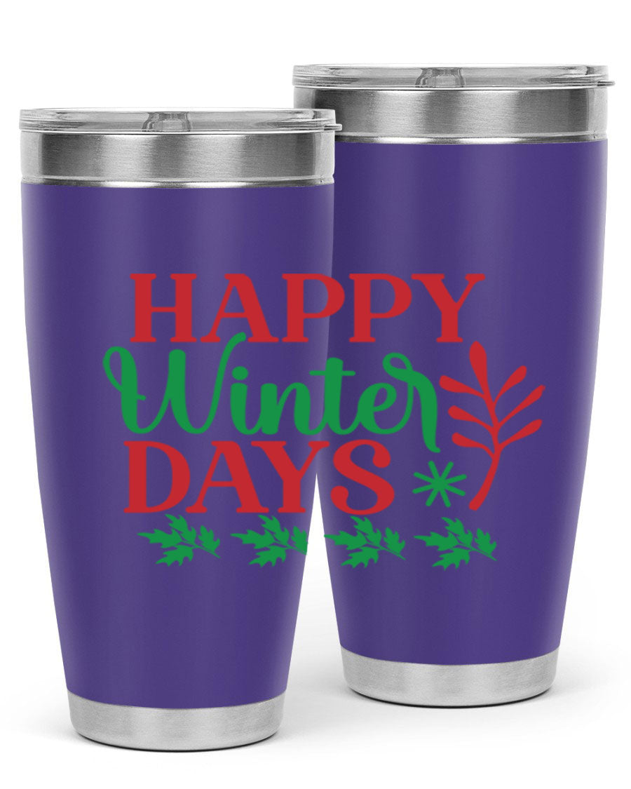 Happy Winter Days 129# Tumbler in stainless steel with a stylish design, perfect for hot and cold beverages.