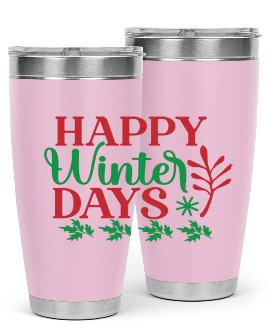 Happy Winter Days 129# Tumbler in stainless steel with a stylish design, perfect for hot and cold beverages.
