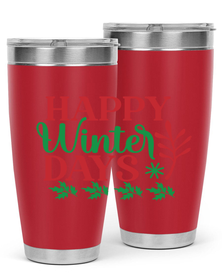 Happy Winter Days 129# Tumbler in stainless steel with a stylish design, perfect for hot and cold beverages.