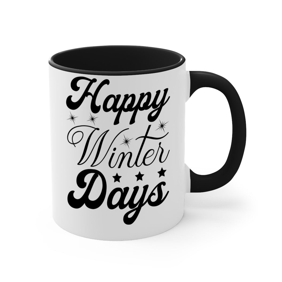 Happy Winter Days 138# Mug featuring a two-tone design with a colored handle and glossy finish, available in multiple colors.