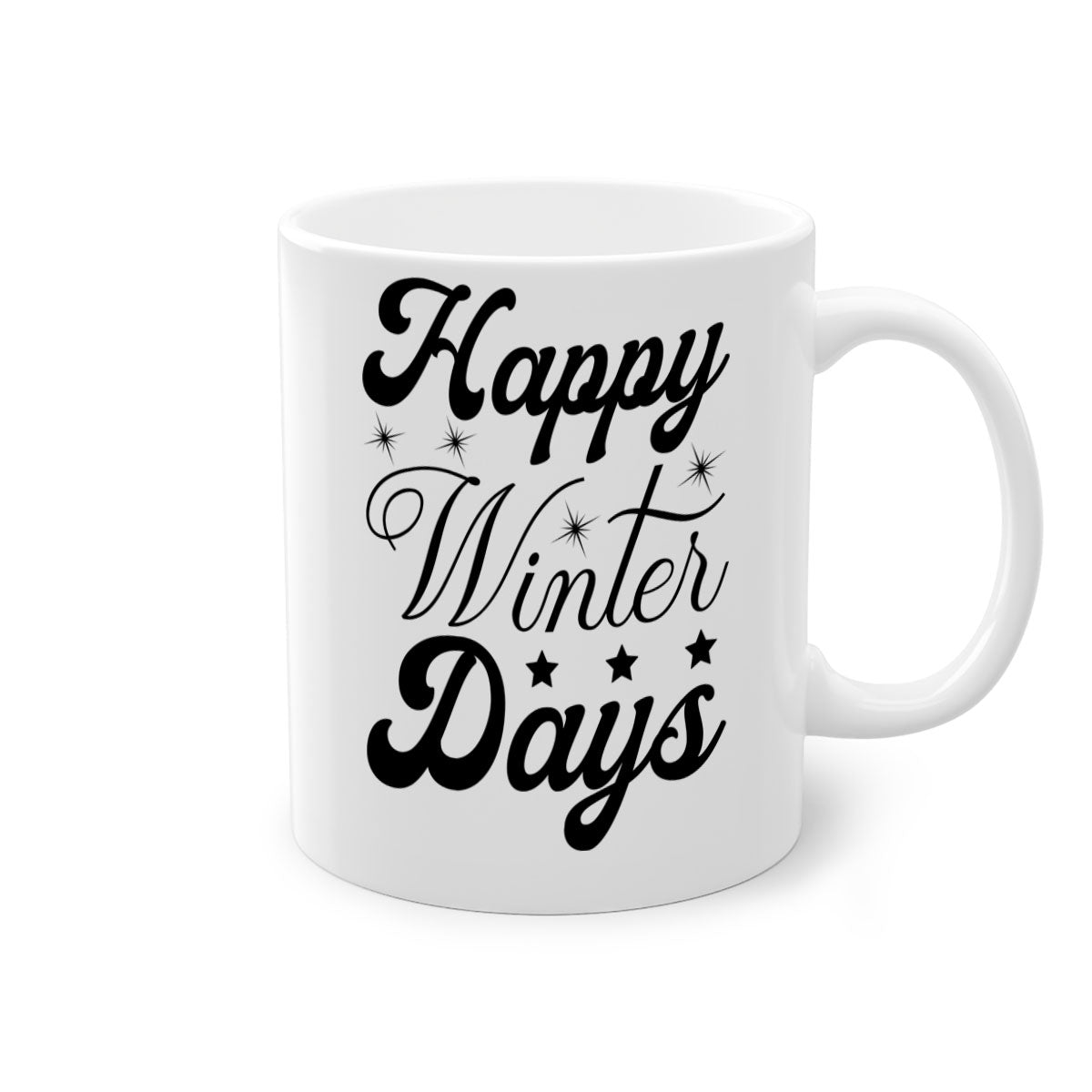 Happy Winter Days 138# Mug featuring a two-tone design with a colored handle and glossy finish, available in multiple colors.
