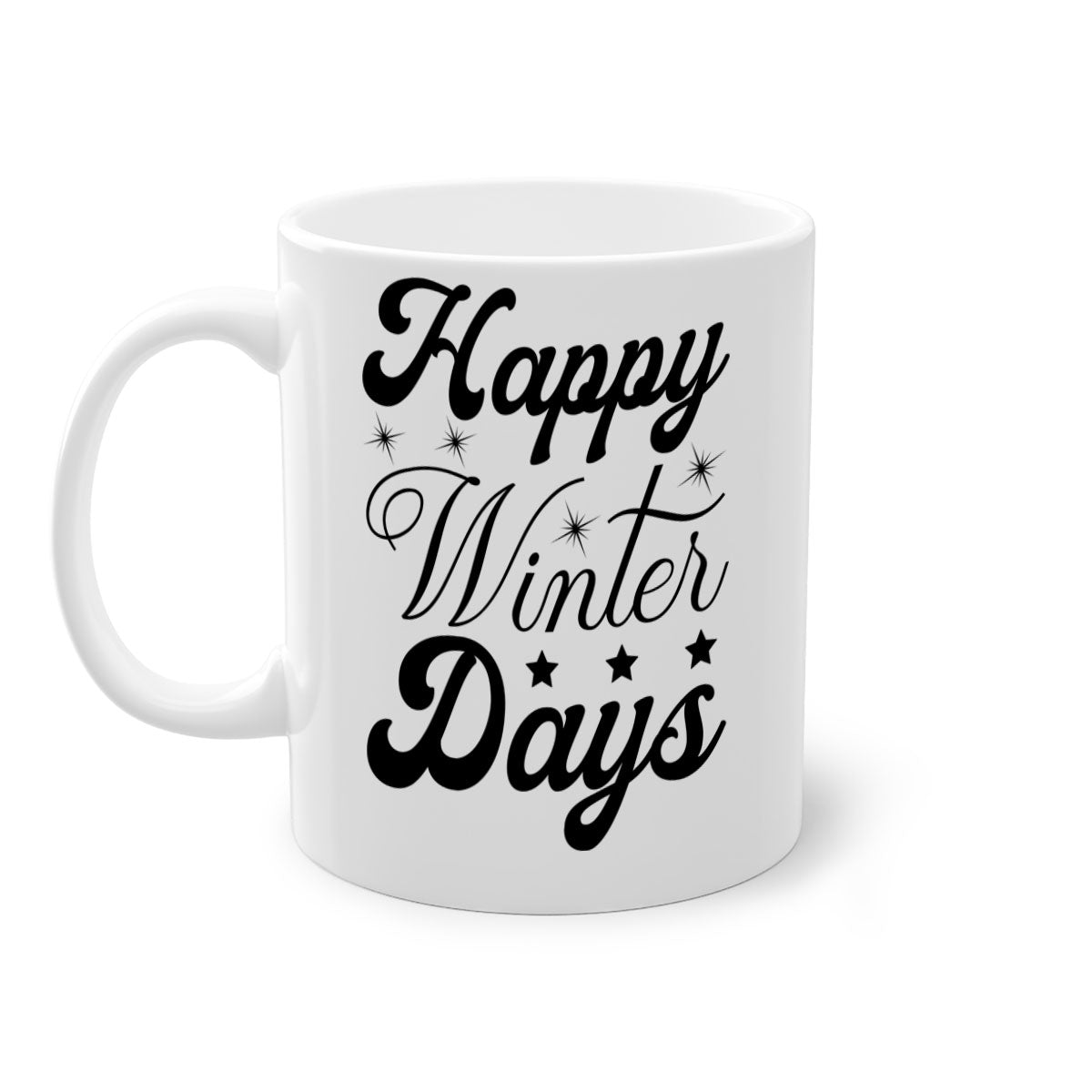 Happy Winter Days 138# Mug featuring a two-tone design with a colored handle and glossy finish, available in multiple colors.
