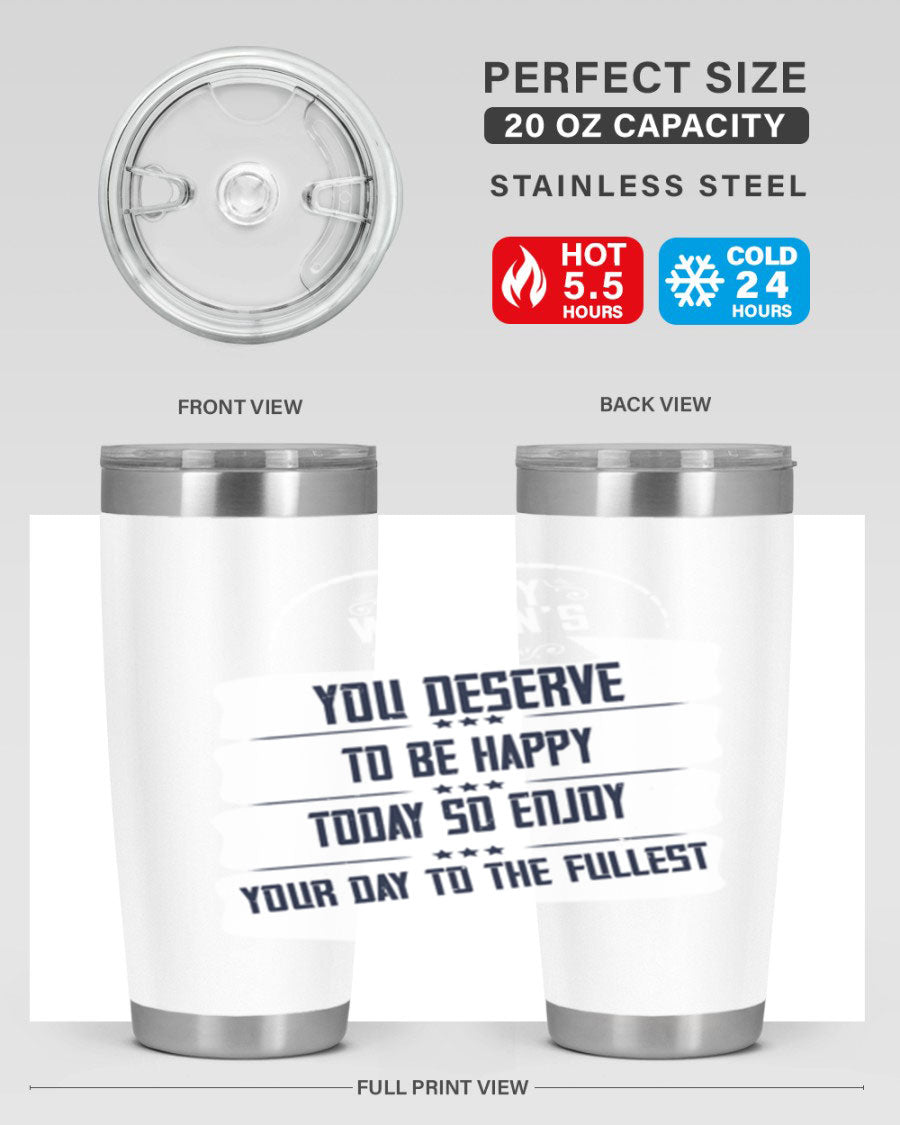 Stylish 20oz and 30oz stainless steel tumblers with Women's Day design, showcasing double wall vacuum insulation and drink-thru lid.